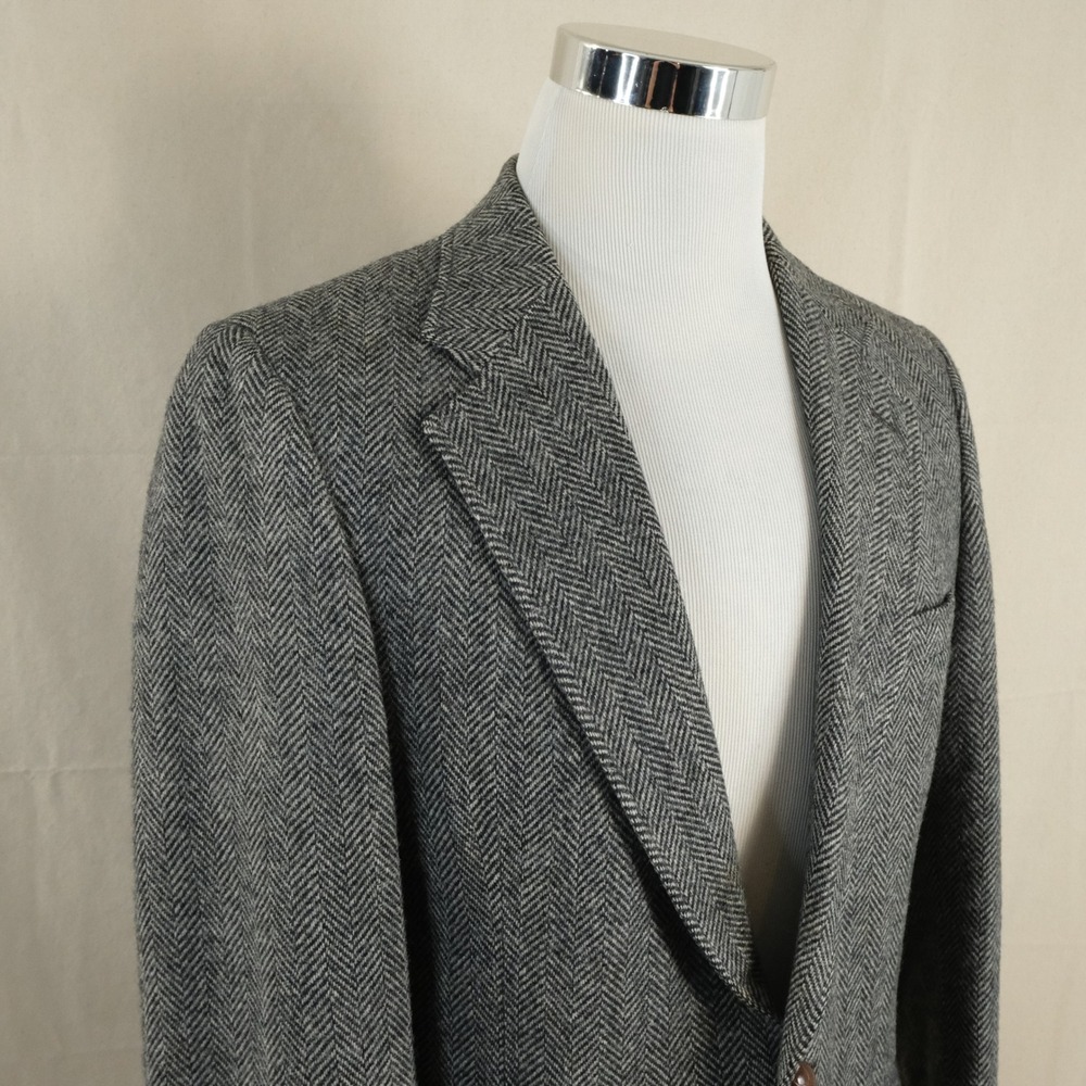 Brooks Brothers 40L Vintage Tweed Blazer Wool  Herringbone Two Button Vented